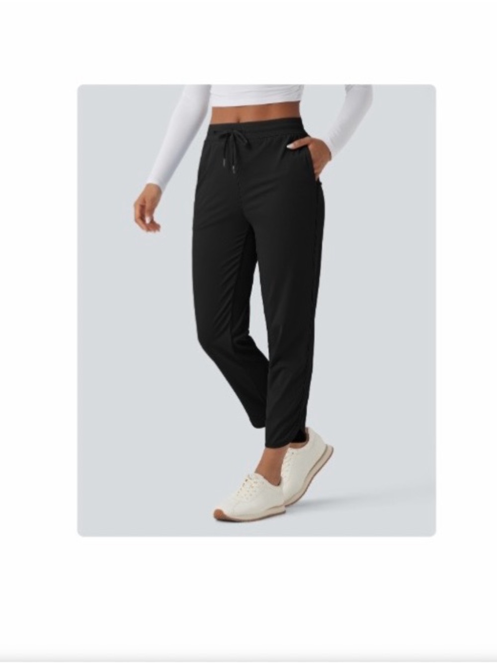 HALARA Black Slim Jogger Pants with Drawstring